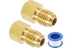 uxcell 2Pcs Brass Seal Plug, 7/16"-20 UNF Male Thread Hex Pipe Fitting, Flare Tube Fittings with Tape for Air Conditioner Pip