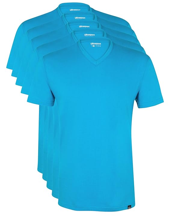 Ultrasport Herren Sport Freizeit T-Shirt mit V-Ausschnitt 5er Set