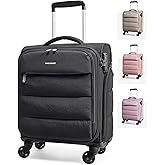BAGSMART Underseat Carry on Luggage with Wheels, Soft Small Travel Luggage with PVC Wet/Dry Pockets, Lightweight Soft Personal Item Suitcase for Short Trip, Black