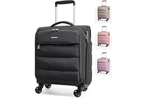 BAGSMART Underseat Carry on Luggage with Wheels, Soft Small Travel Luggage with PVC Wet/Dry Pockets, Lightweight Soft Personal Item Suitcase for Short Trip, Black