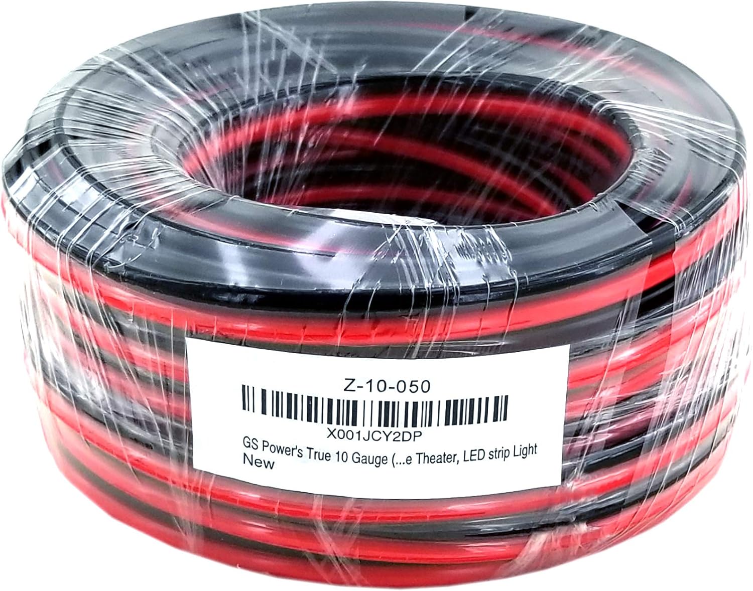 GS Power Flexible 10 AWG (American Wire Gauge) 50 Feet Stranded Oxygen Free Copper Red/Black Bonded Zip Cord Cable for Car Audio Stereo Amplifier 12Volt Automotive Harness LED Light Wiring: Automotive