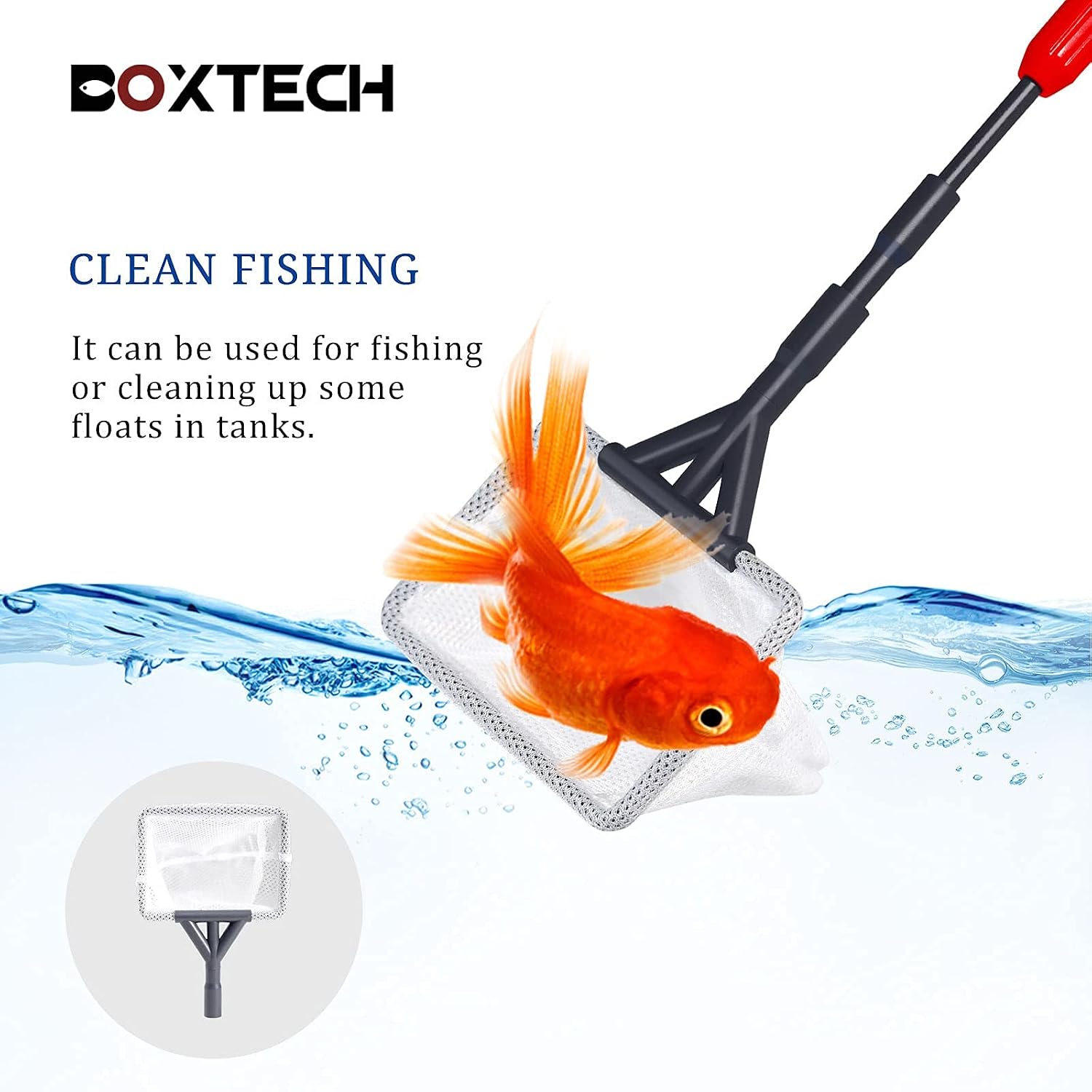 boxtech Fish Tank Cleaner 6 in 1 Kit,Adjustable Long Handle Aquarium Cleaning Tool Set, black, 6 count (Pack of 1) - Image 3