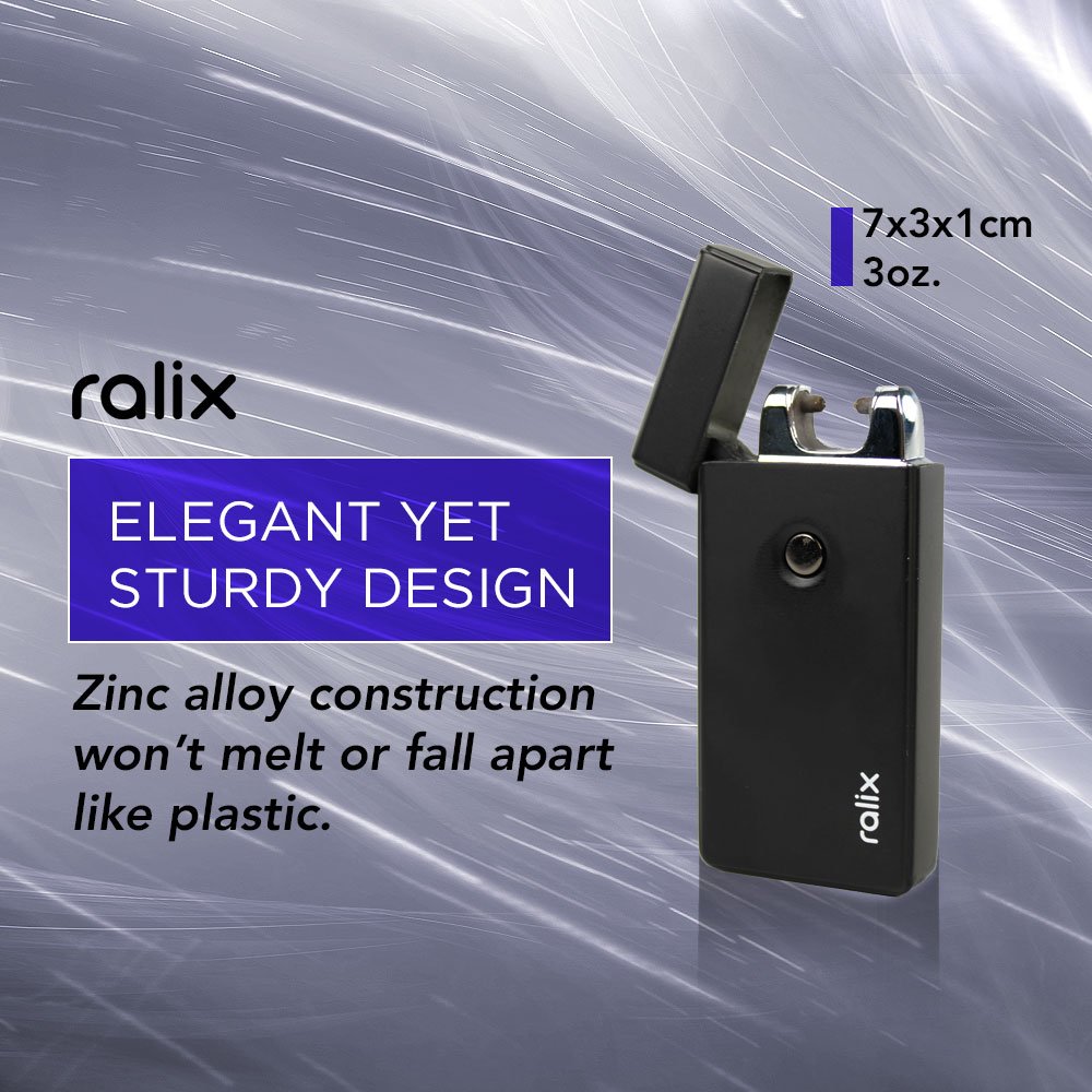 Ralix Electronic Lighter | Single Arc Flameless Plasma Lighter | Rechargeable | Wind Resistant | Best for Lighting Cigarettes, Candles & More | Includes USB Charger & Luxury Gift Box