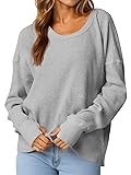 Fisoew Womens Casual Crewneck Sweatshirt Waffle