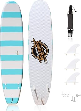 South Bay Board Co. - Basic Beginner Soft-Top Foam Surfboards for Kids, Teenagers, and Lightweight Adults - 8' Guppy - Fins & Leash Included & EZ Carry Handle
