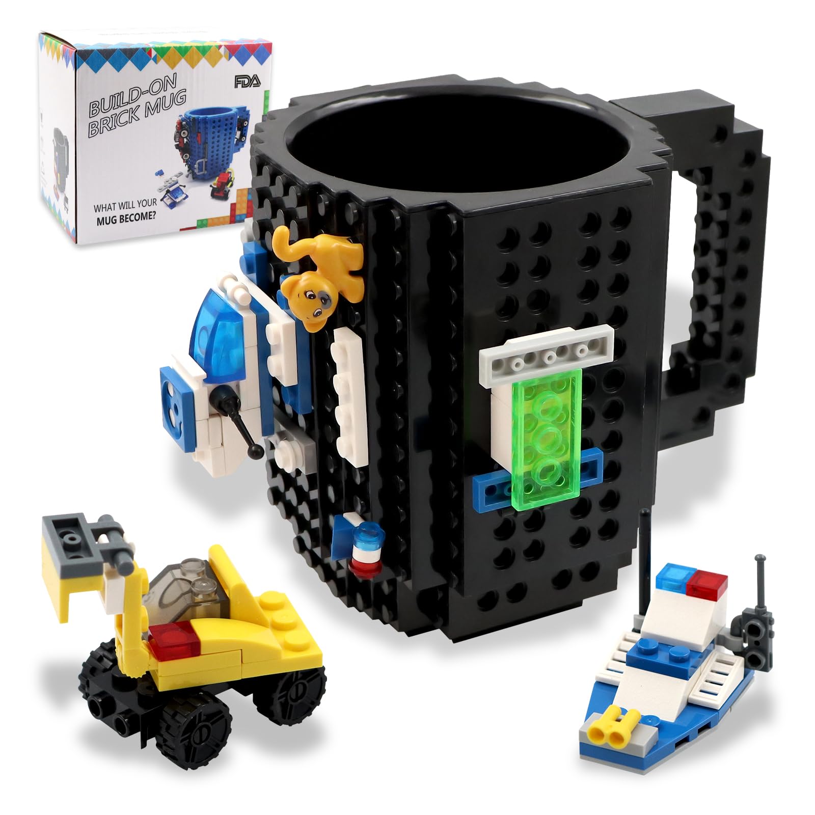 HUISHENG Build on Brick Mug Sets, Coffee Cup, Valentines Easter Fathers Day Birthday Present Christmas Santa Gifts for Men Dad Him Adult Teacher Friend