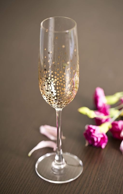 Wedding Gold Metallic Dot Champagne Flutes
