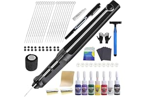 HAWINK Hand Tattoo Poke Stick Kit DIY Tattoo Tool Kit with 7 Ink 20 PCS Needles Aluminum Alloy Pen GK-HW801TN01-1