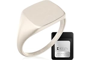 RTZN® Signet Rings for Men — Premium Mens Stainless Steel Rings — 100% Waterproof & Non Tarnish Plain Statement Mens Signet Ring Gold/Silver Pinky Ring for Men (SIZE: 6-12)
