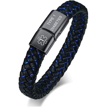Pulsera De Identificación Médica De Alzheimer Pregrabada Y Personalizada, Color Morado, 7 5 Pulg Acero Inoxidable Acero Inoxidable No Alergenico