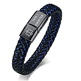 VNOX Blue TYPE 1 DIABETES Braided Leather Medical