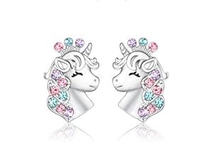 Shonyin Unicorn Earrings Hypoallergenic Crown CZ Earrings Graduation Mothers Day Back to Jewelry Gifts for Teen Ages 8-12 Daughter Granddaughter Birthday Party