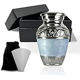 Small Urn for Human Ashes Keepsake – Mini Urn for Ashes – Handcrafted Blue Keepsake Urns – Memorial Ash Holder Tribute