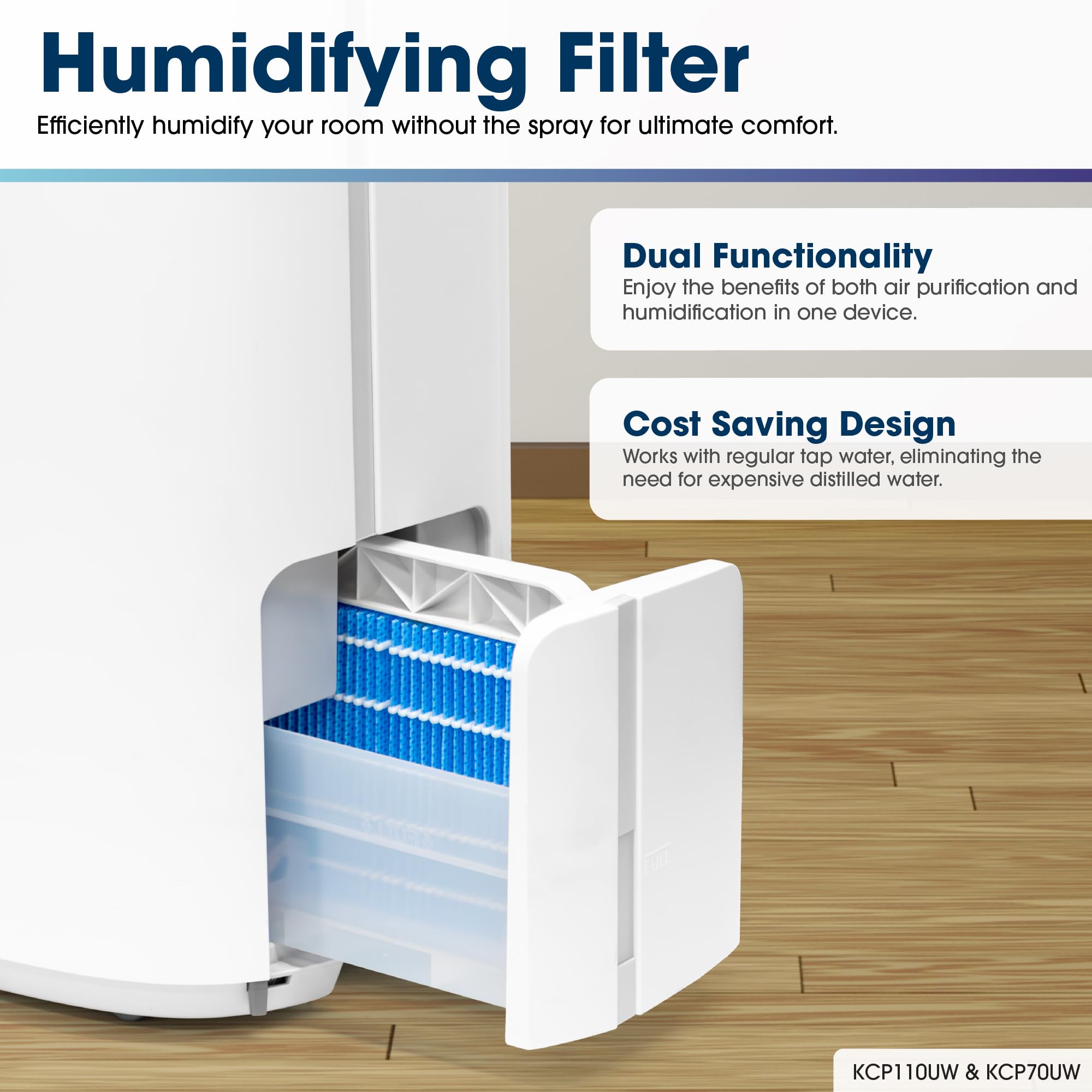 SHARP Smart Air Purifier and Humidifier compatible w/Alexa & Google Asst. Plasmacluster™ Ion Technology & Triple Filtration, incl True HEPA Filter. Covers up to 1,913 sq. ft. for Large Room. KCP70UW
