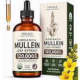Inhale Mullein Drops for Lungs &ndash; USDA Organic Mullein Leaf Extract for Lungs &amp; Bronchial Cleanse - Mucus Relief &amp; Lung Detox - for Smokers &amp; Allergy Sufferers - Made in USA - 4oz Tincture