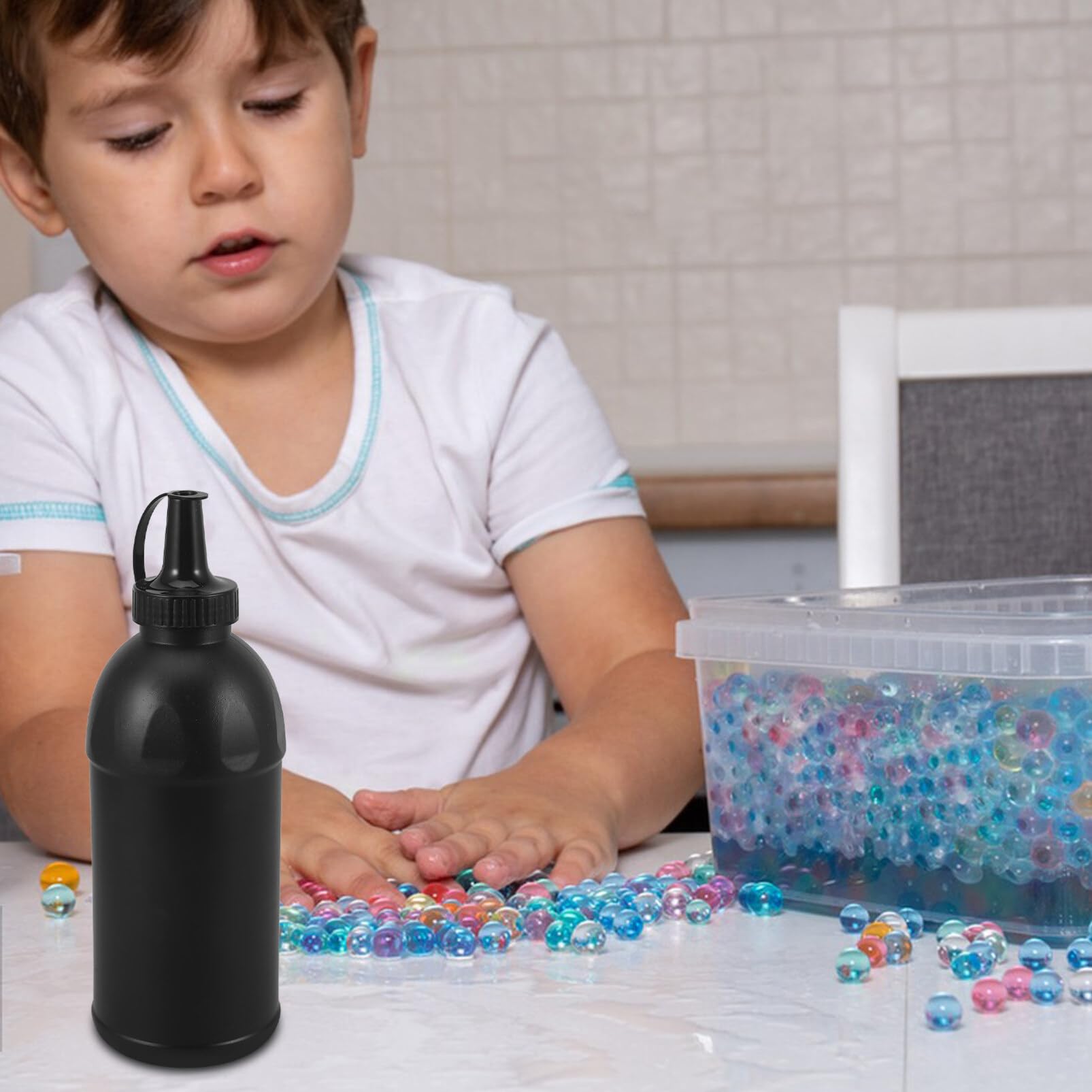 800ml Bullets Beads Bottle: Plastic Gel Ball Holder Black Refill Container Liquid Toy Bead Holder Outdoor Game Accessories