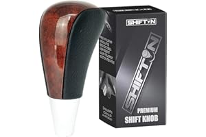 SHIFTIN Leather Wood Gear Shift Knob for Toyota Avalon Yaris 4Runner Land Cruiser Sienna Camry Solara Tacoma and Lexus ES300 ES330 GS300 GS400 GS430 SC (Black Leather/Brown Walnut)