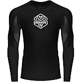 Runhit Men's BJJ Rash Guard Jiu Jitsu Compression Shirts Long Sleeve for MMA No GI Wrestling Grappling Sports Base Layer