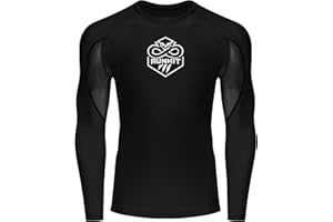 Runhit Men's BJJ Rash Guard Jiu Jitsu Compression Shirts Long Sleeve for MMA No GI Wrestling Grappling Sports Base Layer