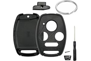 JJCHQ 4 Button Key Fob Shell Case Fits for Honda 2003-2012 Accord / 2006-2013 Civic EX / 2009-2015 Pilot / 2005-2006 CR-V Keyless Entry Remote Control Car Key Fob Cover Replacement - NO Cutting Required