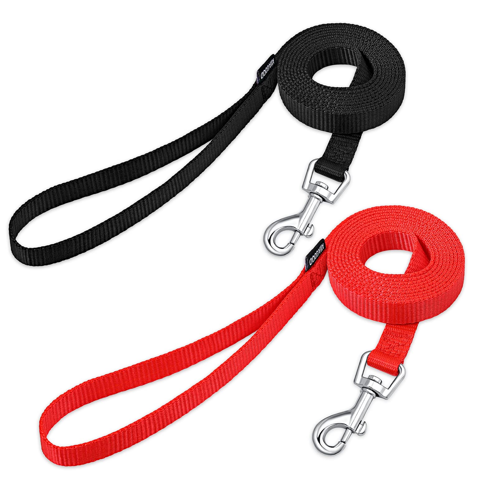 Photo 1 of ***MISSING 1*** AMAGOOD 6 FT Puppy/ Dog Leash, Strong and Durable Traditional Style Leash with Easy to Use Collar Hook, Great for Small, Medium and Large Dogs (5/8 in x 6 ft, Black and Red (2-Pack))