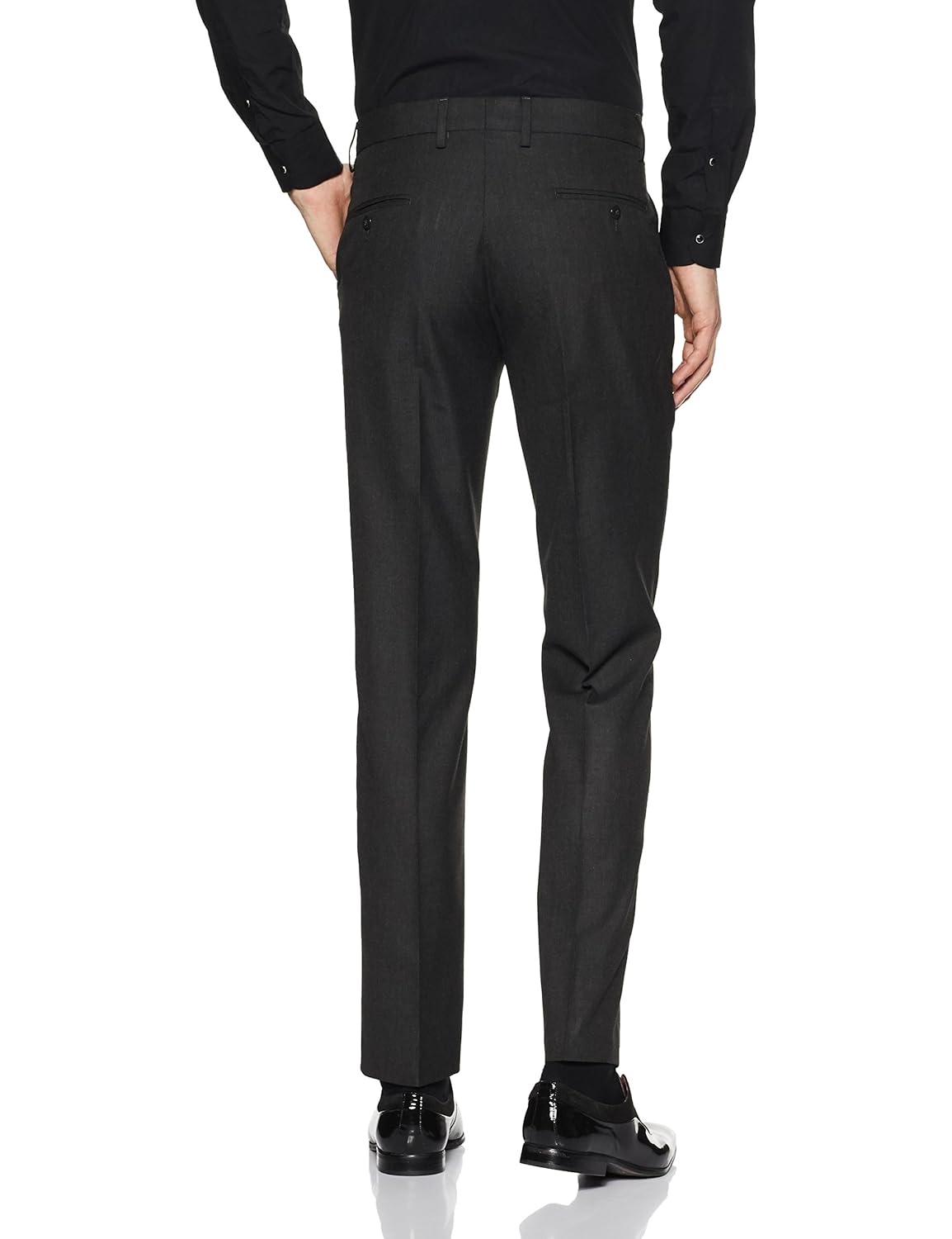 peter england men's slim fit formal trousers