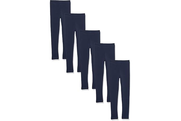 Amazon Essentials Girls' Cotton Stretch Leggings, Multipacks
