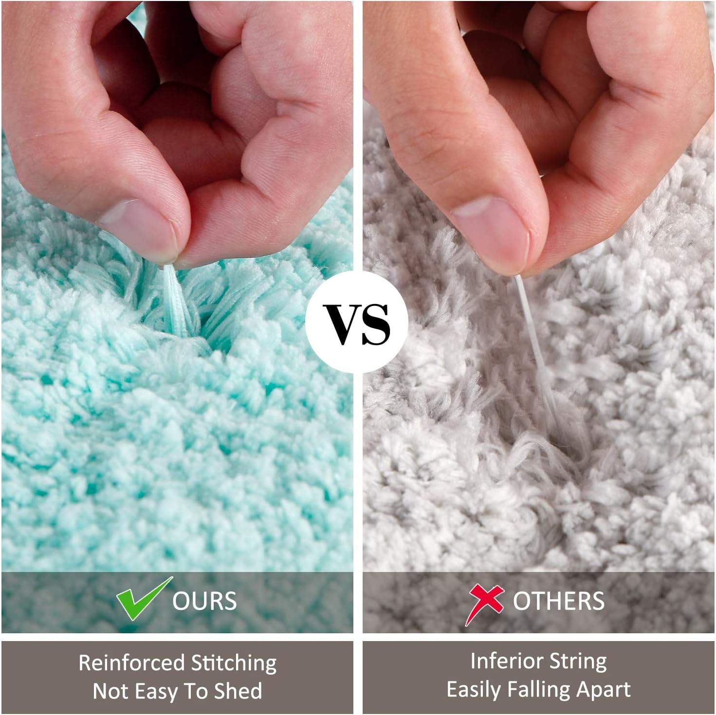 KMAT Luxury Bathroom Rugs Bath Mat, 20"x32", Non-Slip Fluffy Soft Plush Microfiber Shower Carpet Rug, Machine Washable Quick Dry Ultra Shaggy Bath Mats for Tub, Bathroom and Shower, Green-Grey: Kitchen & Dining