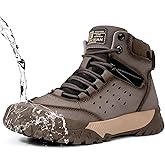 KEFUWU Men's Hiking Boots Waterproof Non-Slip Leather Mid Top Ankle Boot Lightweight Hiker Breathable Trekking Boot