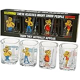 Ink Slate Set of 4 Funny Shooter Square Shot Glasses, 2-Ounce