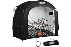 Yanledoo Bike Storage Tent, Outdoor Shed with Thick Waterproof Fabric, 30% More Top Space, Fits 2/3/4/5 Bikes or Tricycles, E