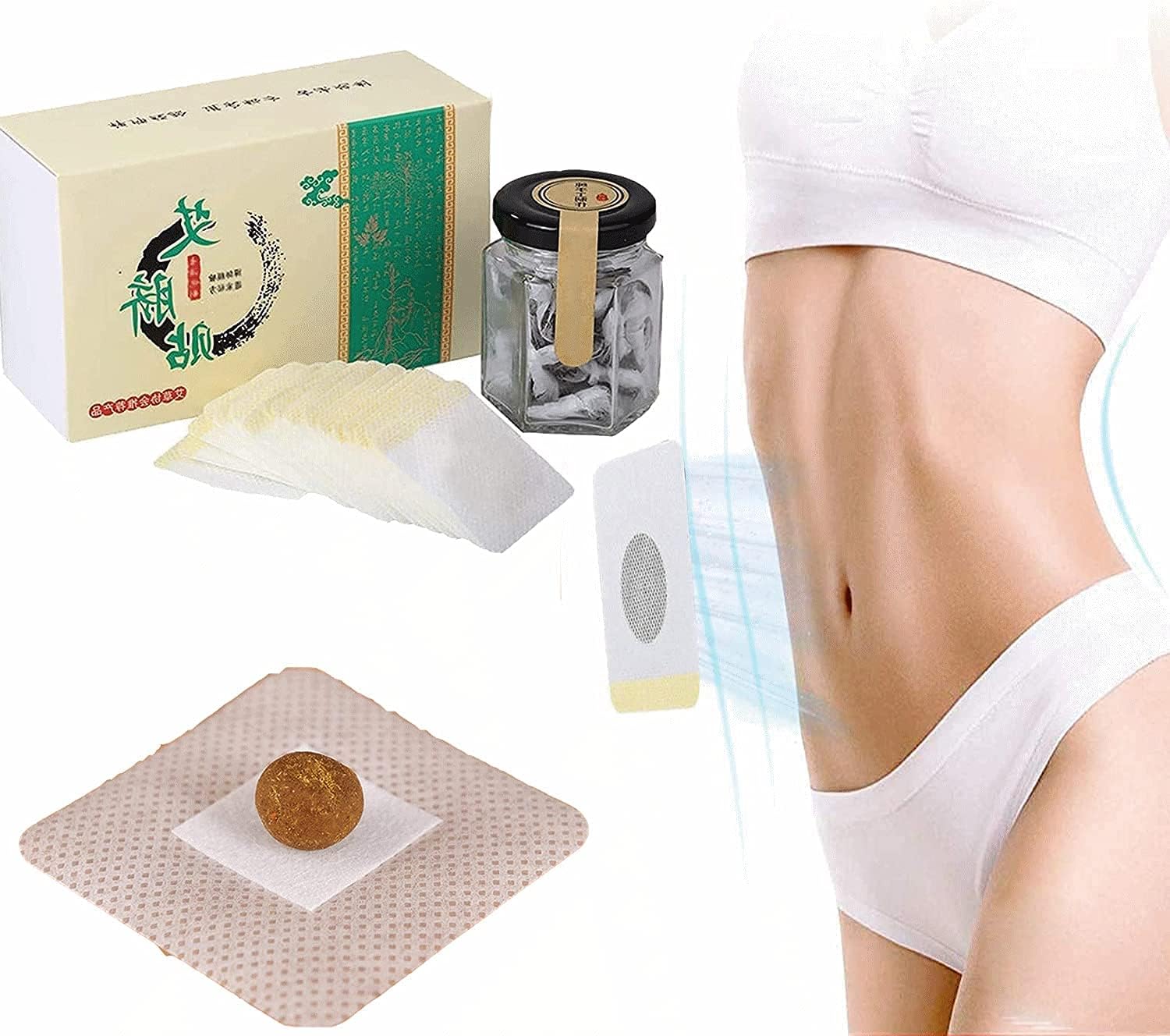 Mugwort Navel Sticker,Herbal Slimming Waist Pellet for Women and Men,Natural Herbal Chinese Medicine Belly Sticker: Kitchen & Dining