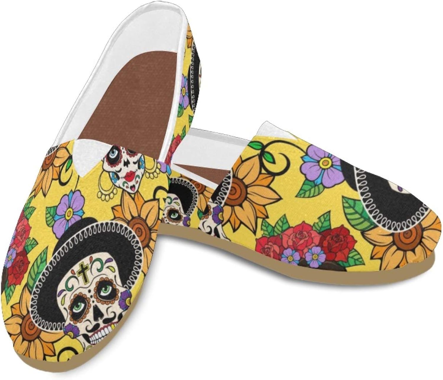 Sugar Skull Dia De Los Muertos Women's Loafers Flat Slip