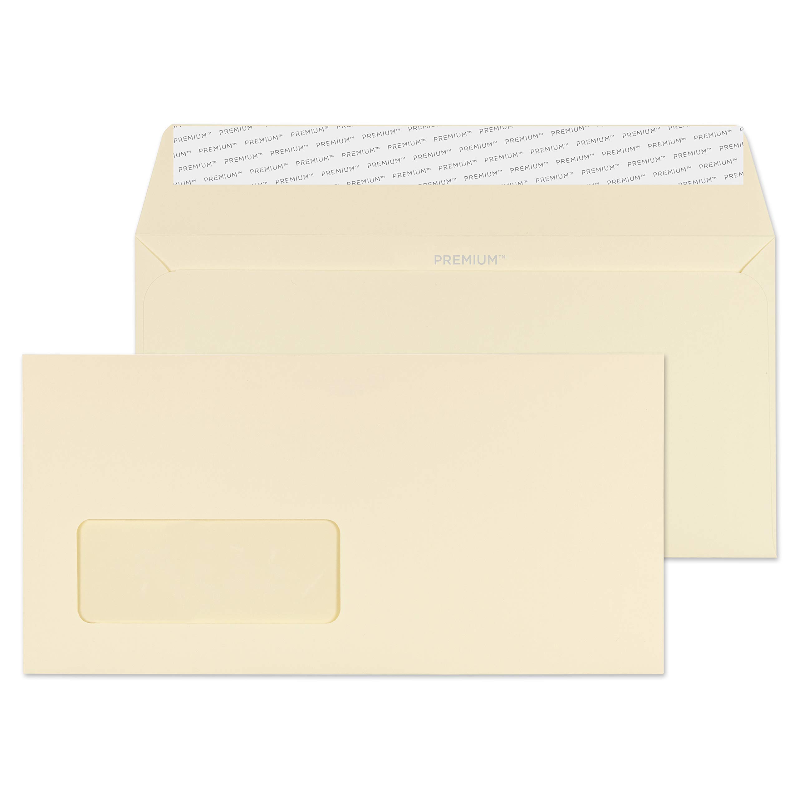 Blake Business DL 110 x 220 mm 120 gsm Peel & Seal Wallet Window Envelopes (61884) Cream Wove - Pack of 500