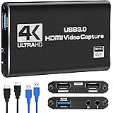 Capture Card, Video Capture Card 4K 1080P 60FPS, HDMI Capture Card Switch, Game Capture Card USB 3.0 for Live Streaming Video