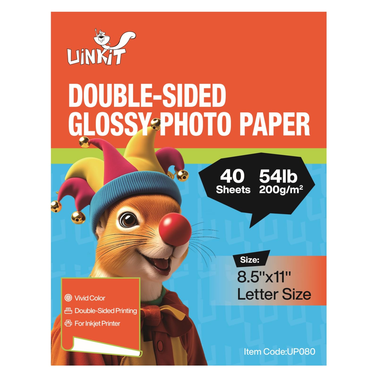 Photo 1 of Uinkit Double Sided Photo Paper Glossy 40 sheets 8.5x11 54lbs Inkjet for Dye Ink 200Gsm Picture 8.5 x 11 9.5Mil for Inkjet Printing Printer