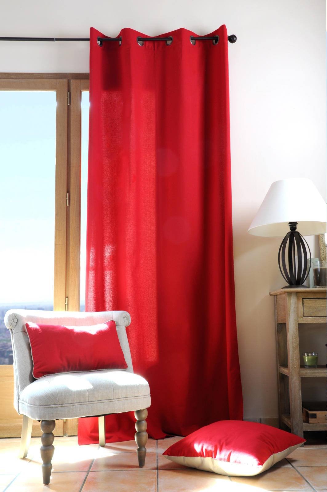 Lovely Casa Cotton Curtain, Red, 240 x 135 cm