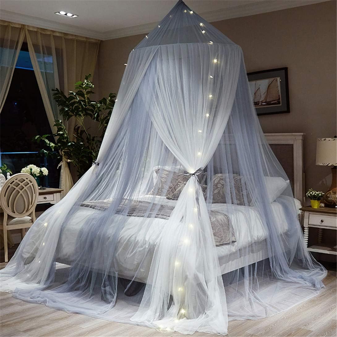 Lotus Karen Contrast Color Bed Curtain – Double Layer Polyester Sheer Mesh Dome Bed Canopy – Round Hoop Princess Mosquito Net for Twin Full Queen King Size Bed: Home & Kitchen