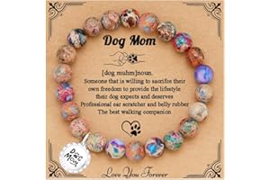 Fervia Gifts for Women Natural Colorful Imperial Jasper Stone Bracelet Graduation Mothers Day Teacher Appreciation Gifts with Gift Message Card