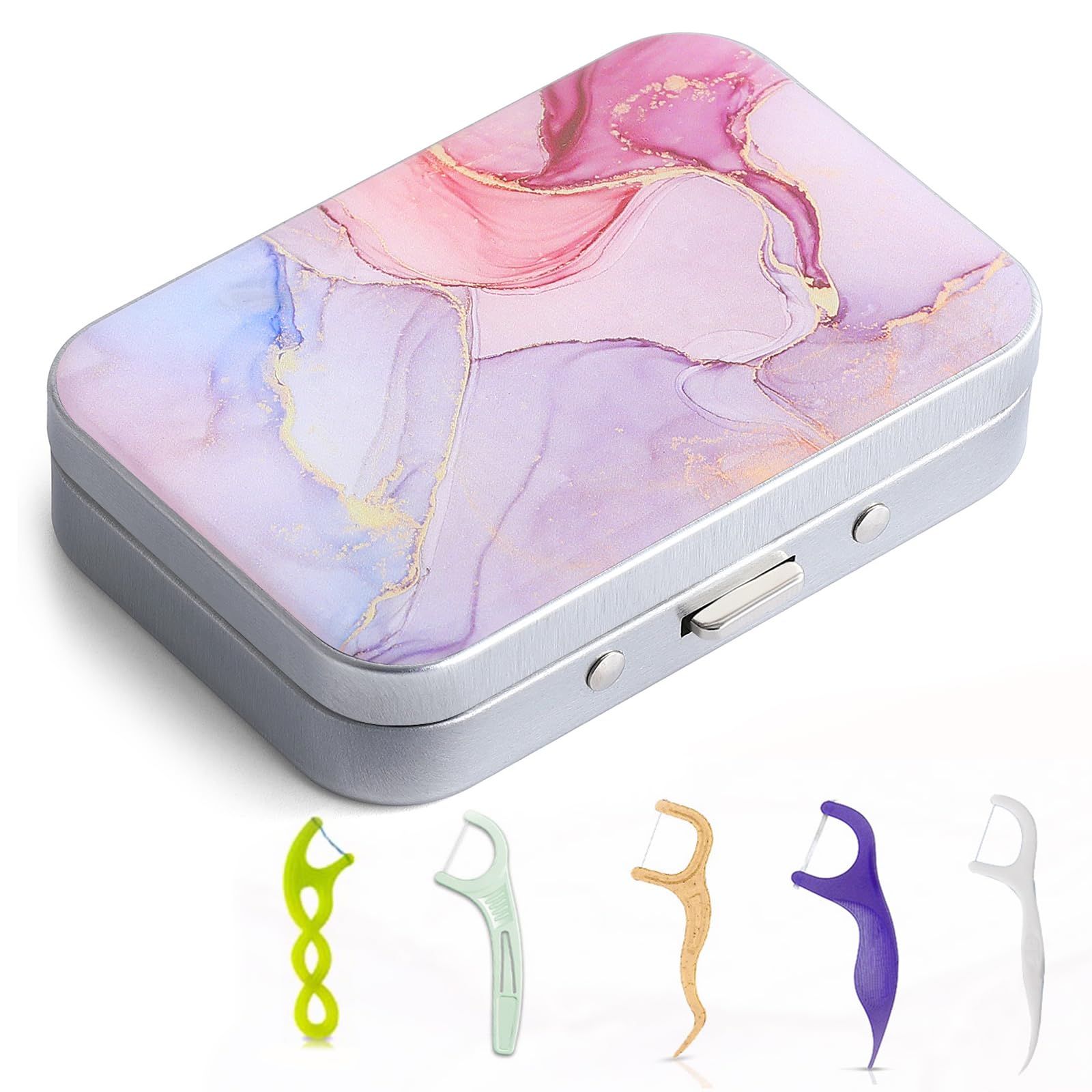 Photo 1 of Gerkia Dental Floss Portable Case, Easy to Store Floss Picks of Various Sizes, Portable Dental Floss Dispenser is Perfect for Travelling, Hotels, Dinners, Appointments (Pink Marble)