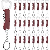 Ziliny 24 Pcs Bottle Opener Keychain Bulk Wine Bottle Beer Opener Keychain 3.27" Stainless Steel Corkscrew Waiter Corkscrew Wine Keyring Gifts for Christmas Bar Party Wedding Home (Red)