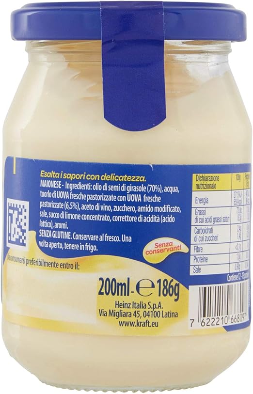 Maionese Kraft Mayonnaise Cremosa E Delicata Confezione In Vaso Da 200 Milliliters 1000061669 Amazon It Alimentari E Cura Della Casa