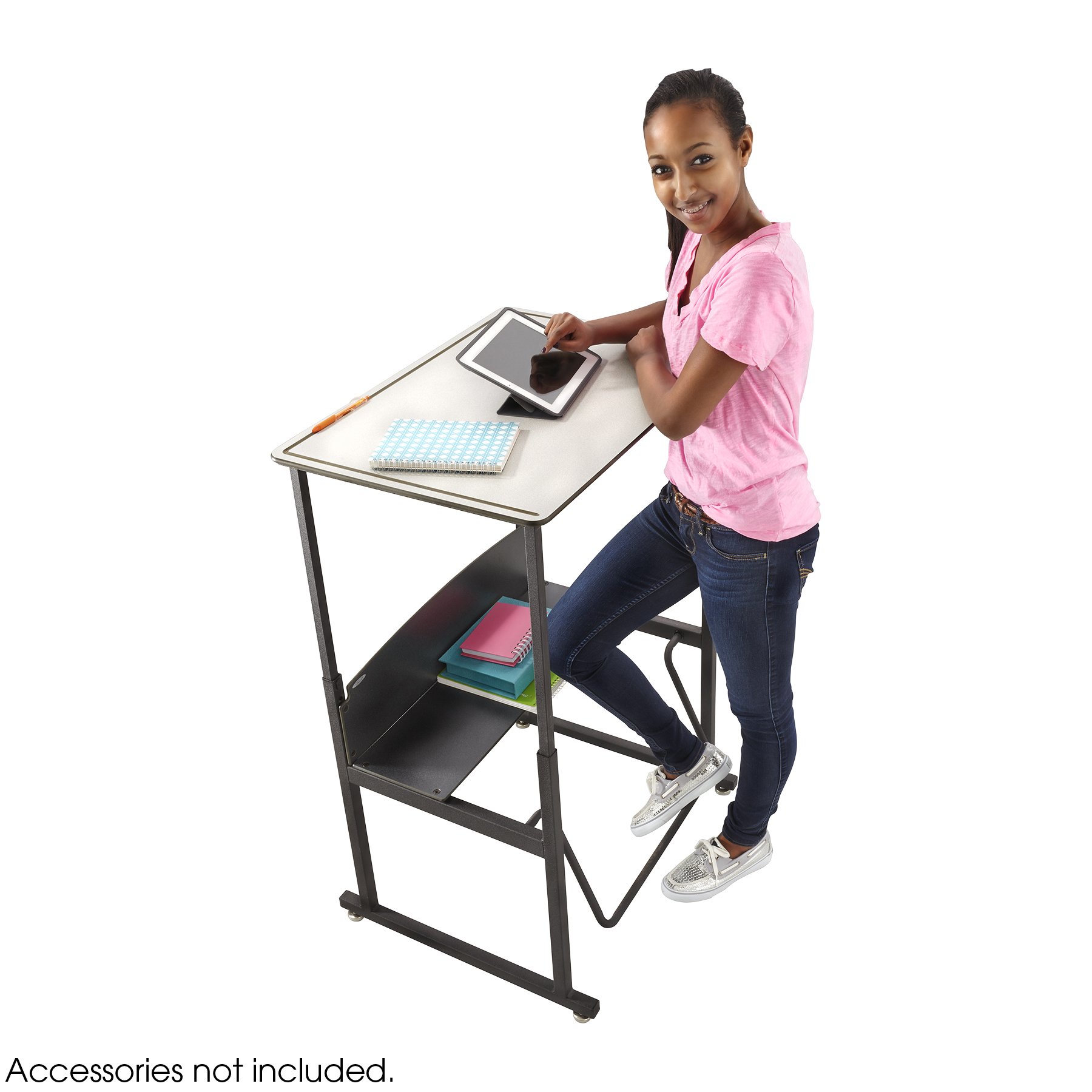 Safco Products AlphaBetter Adjustable-Height Desk, 1201BE, 28" x 20" Standard Desktop, Swinging Footrest Bar