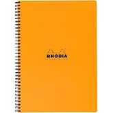 Rhodia 193108C - Spiral Notebook (Full Binding) Notebook Orange - A4+ - Lined - 160 Detachable Pages - Clairefontaine Paper 80 g/m - Soft and Resistant Coated Card Cover - Classic