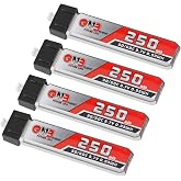 1S 3.7V 250mAh 30C LiPo Battery 4Pack Micro JST 1.25 for Tiny Whoop Drone | Crazepony 1S Blade Inductrix Battery Micro JST 1.25 Connector for Kingkong Tiny 6 Tiny Whoop FPV Racing Drone