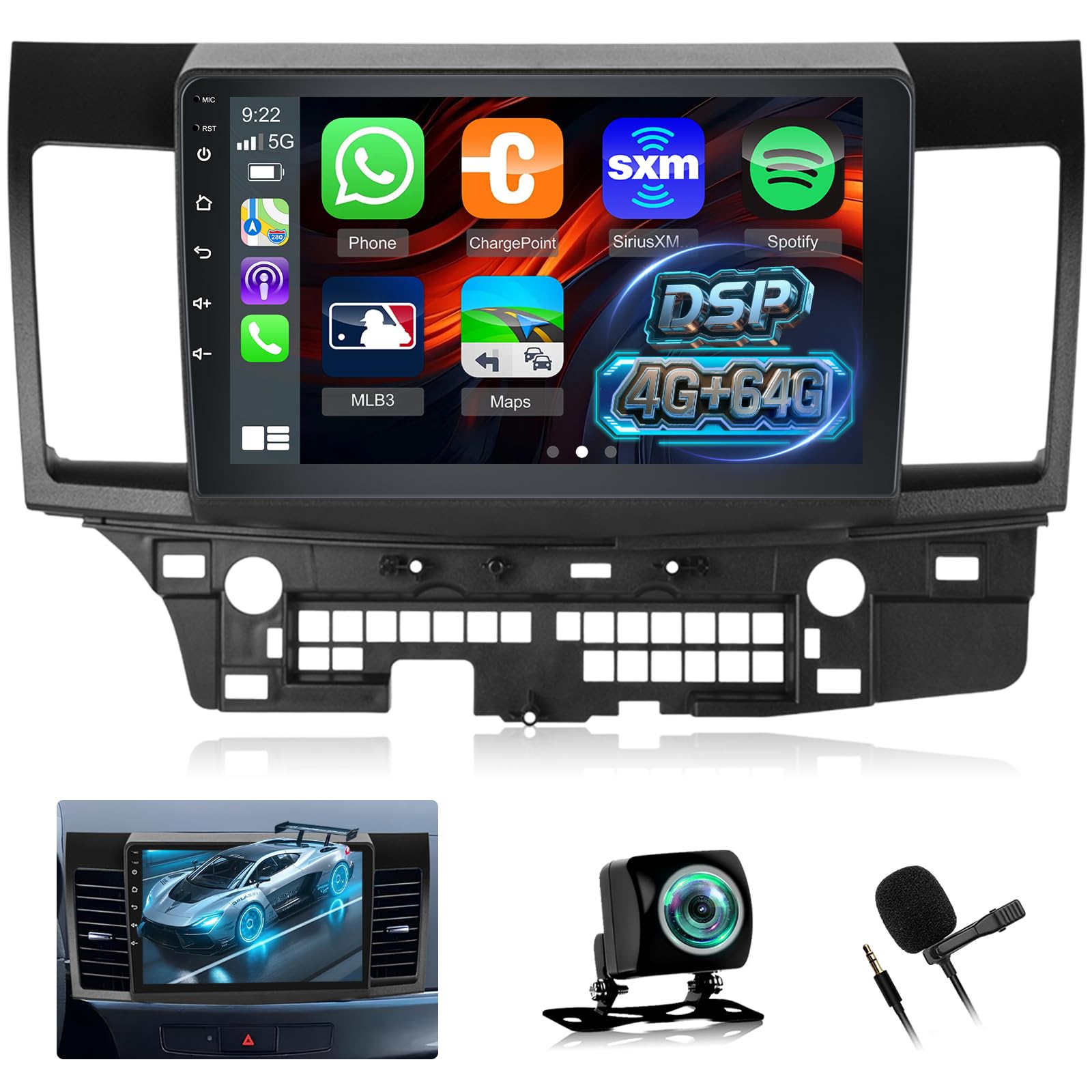 Photo 1 of [4+64G] for Mitsubishi Lancer 2008-2017 Upgrade Radio: NHOPEEW 10.1 inch IPS Touchscreen Android Stereo - Wireless Carplay and Android Auto, Custom Homepage, 5G/WiFi, GPS, DSP + Backup Camera + Canbus