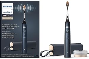 Philips Sonicare DiamondClean 9900 Prestige Electric Toothbrush - with SenseIQ Technology and Advanced AI App, 5 Brushing Modes, 3 Intensity Levels, Charging Travel Case,Midnight Blue, Model HX9990/12