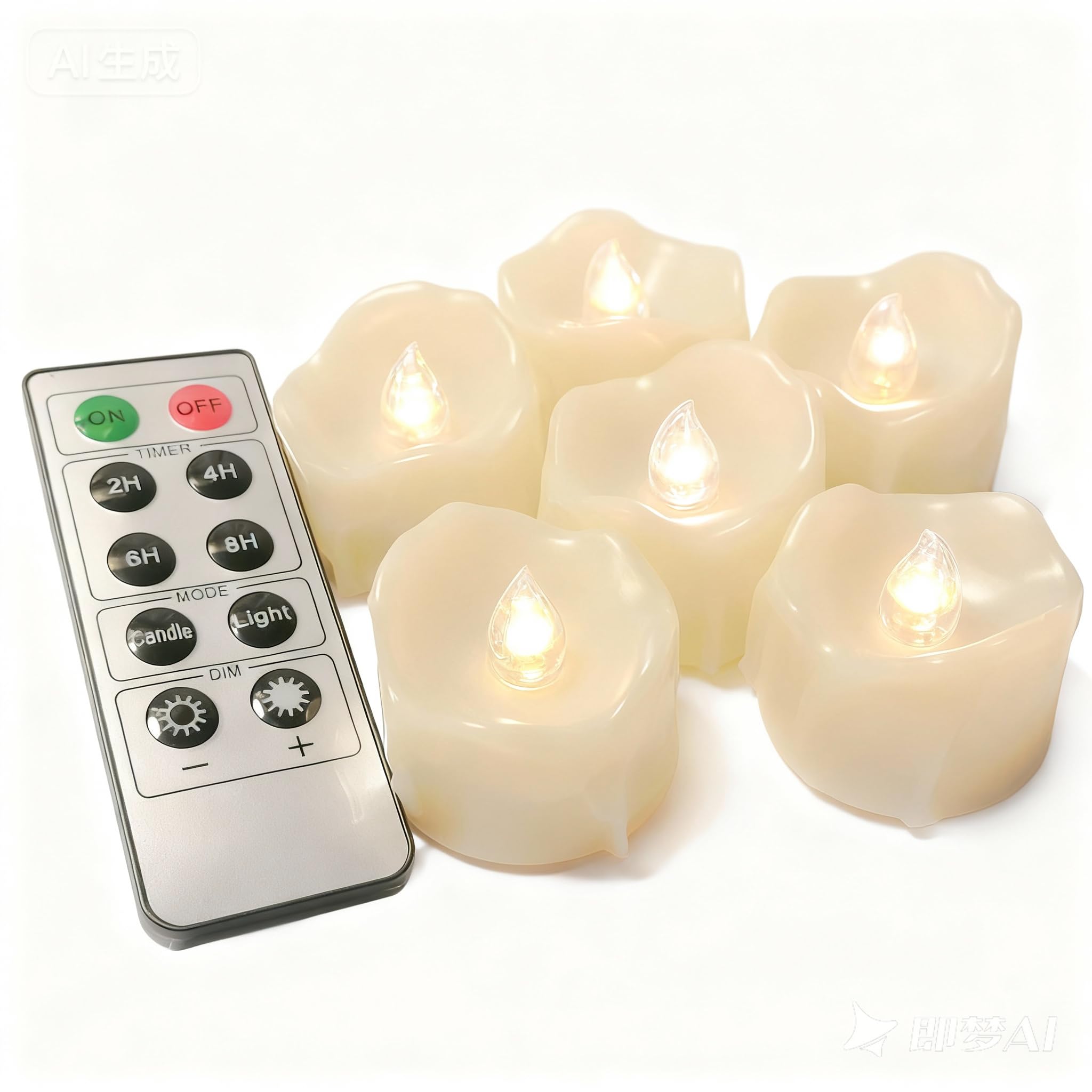 Erosway Flameless Candles, Realistic Flickering LED Tea Lights Battery Operated, 200 Hours of Nonstop Working with Remote and 2/4/6/8 Hours Timer. 6pcs/Pack (White)
