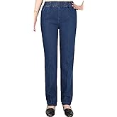 Youhan Women's Casual Pull On Elastic Waist Jeans (XX-Large, Classic Blue)