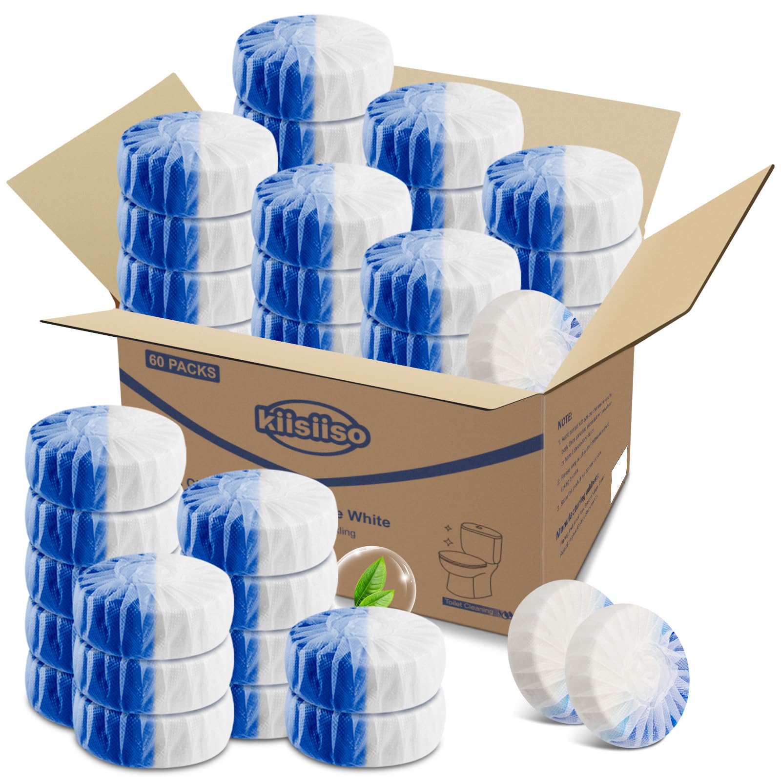Photo 1 of KIISIISO Ultra Clean Toilet Tablets White & Blue-60 PACK, Toilet Bowl Cleaners for Deodorizing & Descaling, Long-Lasting Toilet Bowl Cleaner with Sustained-Release Technology for Stubborn Stains